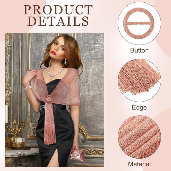 Rhinestone Jewelry Set with Shawl Clutch Purse for Women Evening Weddings - Picture 5 of 7